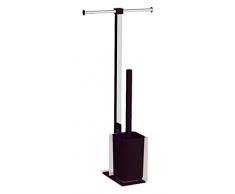 Gedy Rainbow - Columna de pie con portarrollos y escobillero con Base de Color Negro