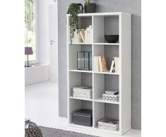 Wohnling Cubo de Eddie 77Â x 147Â x 29Â cm Estante con 8Â Compartimentos Color Blanco EstanterÃa Madera, pie | Carpeta EstanterÃa biombos Dados de estanterÃa Modern | EstanterÃa de almacenaje Abierto