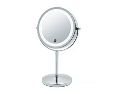 SANWOOD 6652300Â Janina Espejo CosmÃ©tico LED (5Â aumentos Espejo Funciona con Pilas con regulador de Intensidad tÃ¡ctil Auto de funciÃ³n de Apagado, Metal, Cromo, 13.5Â x 20,5Â x 33.0Â cm