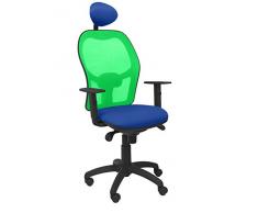 Piqueras Y Crespo (PIQU7) Silla Jorquera Malla Verde Asiento Bali Azul con cabecero Fijo Oficina, Talla unica