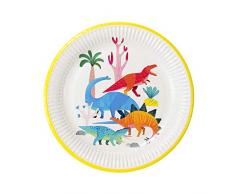 Talking Tables Dino Platos de cumpleaÃ±os de Dinosaurio 23Cm 8 Paquete, Papel, Varios Colores