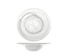 H&H 7627423 Plato pasta alabastro, vidrio, blanco, 23,5 cm, Glass