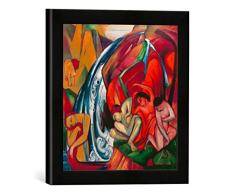 Kunst für Alle  â FotografÃa enmarcada de Franz Marc La Cascada (Mujeres Debajo de un Agua Caso), de impresión handgefertigten imágenes de Marco, 30 x 30 cm, Color Negro Mate