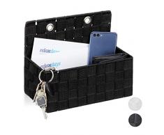 Relaxdays Organizador Colgante, Cesta de baño, Neceser de Pared, 20 x 25 x 15 cm, 1 Ud, Negro