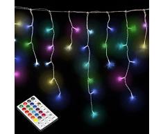 MAURER Navid.Cortina 160L RGB IP44, 7m Guirnalda Navidad Cortina Regulables 5x0,7 Metros 160 Leds Luz Multicolor Uso Interior/Exterior IP20 Cable Transparente, Unico
