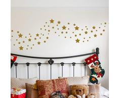 Ambiance Sticker Stickers Adhesivos Navidad | Kit de 100 Adhesivos Pegatinas Estrellas dorées- decoración de Pared Fiestas de Navidad | 55 x 35 cm