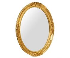 Biscottini Espejo de Pared baÃ±o y Dormitorio 95x75x7 cm | Espejo de Entrada de Pared con Ganchos | Espejo Dorado