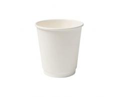 GREENBOX Taza de café de doble pared desechable orgánica, 25 unidades, color blanco, sin impresión, 200 ml/08 oz, 100% biodegradable, certificado compostable