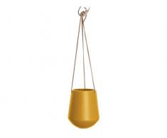 Present Time PT2846YE Maceta Colgante Bolo Mediano Mate, Ocre Amarillo, L 66 cm, D. 13,5 cm, H. 15 cm