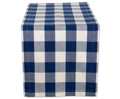 DII Buffalo Check Collection, Camino de mesa clÃ¡sico de granja, 14 x 108, azul marino y crema