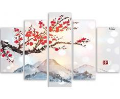 Legendarte Cuadro Lienzo, ImpresiÃ³n Digital - Flor del Cerezo De Invierno, cm. 150x100 (5 Paneles) - DecoraciÃ³n Pared
