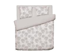 Pure Softness - Juego de Funda nórdica y Funda de Almohada â Juego de Cama Floral Bud â 135 x 200 cm + 80 x 80 cm â Satén de algodón â Lavable a máquina a 40 °C, Apto para Secadora â Gris Pardo