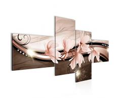 Runa Art imÃ¡genes flores magnolias Wandbild 200 x 100 cm Vlies - lienzo XXL formato Wandbilder salÃ³n vivienda Deko Kunstdrucke Beige 4 piezas - Made in Germany - listo para colgar 210541a