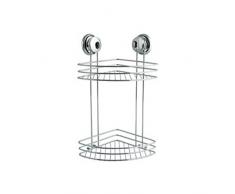 MSV Estante de Rincon 2 Niveles Ventosas, Metal, Cromado, 80x50x3 cm, 86 Unidades
