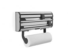 Leifheit Parat Royal Portarrollos de Pared, para 3 Rollos, Porta Rollos para un Corte Limpio, Portarrollos de Cocina de Acero Inoxidable (25793), Color Silver, 38.5 x 16.2 x 8.5 cm