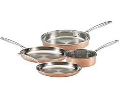Bergner BaterÃa De Lux: sartenes Ã20x4,2, honda Ã24x6,5 Ã28x5, y cazo CON TAPA de vidrio Ã18x9cm (2 L), acero inoxidable, especial vitrocerámica (no inducción)
