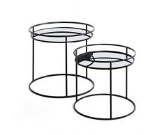 Haku Möbel Juego de 2 mesas auxiliares, Metal, Negro, H: 40/48 cm, Ø: 44/52 cm