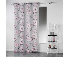 Douceur dIntérieur - Cortina con Ojales Modelo Cloé, Estampada, en polialgodón, poliéster, Rose, 280x140 cm