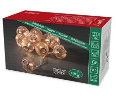 Konstsmide LED guirnalda, bolas metálicas de color cobre, 10 diodos de luz blanca cálida, funciona con pilas, interior, 3 x AA 1,5 V exklusive, cable transparente 3145-603