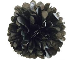 Matissa Pack de 10 Pompones de Papel de Seda de 35 cm, Bolas de Flores Hechas a Mano para decoración de Boda, Fiesta (Negro)