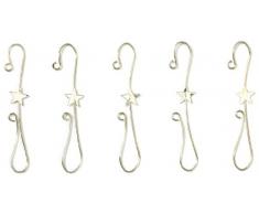 Inge-glas 1904-01 - Colgador para bolas de Navidad (gancho doble con estrella, 7,5 cm, 18 unidades), color dorado