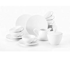 Seltmann Weiden Fashion weiÃ 20 Piezas | Set para 6 Personas | Serie Life Blanco | Servicio Incluye 6 Plato de Desayuno, Taza, platillo de tÃ©, Cada 1 desnatadona, Sugar Bowl, porcellana