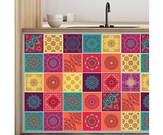 Walplus WT1009 -colourful Mandala Azulejos Pared Stickers-10cm X 10 cm-24 Piezas ..., Mezclado, 10CMX10CMX0.02CM