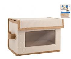 Home Caja de Almacenamiento, 23Â x 16Â x 16Â cm, Tela, Transparente/Crudo