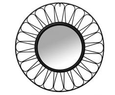 DRW Espejo de Pared Redondo de Metal en Negro Mate 85x6cm, INT. 41cm