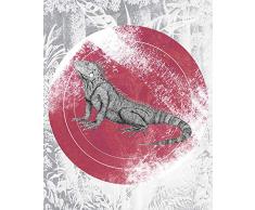 Komar Wandbild Von Iguana Circle | Poster, Bild, Wohnzimmer, Schlafzimmer, Dekoration, Kunstdruck | ohne Rahmen | P077C-40x50 fotomural, Schwarz, WeiÃ, Rot