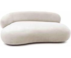 DRW Sofa Redondeado de Borreguito Blanco 4 plazas 130X69X65 Sofa