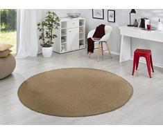 Hanse Home Redonda Alfombra Uni Colores bajo Flor Fancy, Polipropileno, marrón, 133 x 133 x 0.7 cm