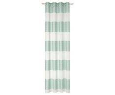 Deko Trends Cortina con ojetes, poliÃ©ster, TÃ¼rkis-wollweiÃ, 245 x 137 cm