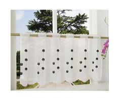 Gardinenbox Transparente Visillo de Gasa, 40 x 120, Negro, luftiger Voile, con Bordado, diseño 42002
