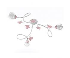 ONLI - Plafón de 3 luces de metal blanco con mariposas pintadas en rosa