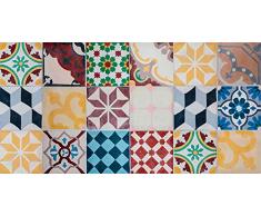 VINILIKO Vintage Tiles Alfombra de Vinilo, Multicolor, 50x100
