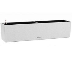 Lechuza Balconera Stone 80 - Maceta de riego automÃ¡tico para Interiores y Exteriores, Mesa y Ventana con Agujero de Drenaje y sustrato de Plantas, poliresina de 19 x 80 x 19 cm, Cuarzo Blanco