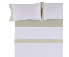ESTELA Lisos Aplique 50/50 Juego de sÃ¡banas, 4 Piezas, Color Blanco-Piedra, AlgodÃ³n-PoliÃ©ster, Cama 175/200 (Super King)
