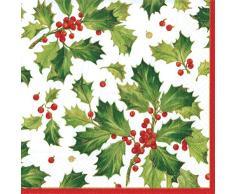 Caspari Entertaining con servilletas de Papel Dorado Holly, Color Blanco, Paquete de 20, 20Â Piezas