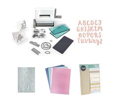 Kit de inicio Sizzix Sidekick, juego de troqueles con iluminaciÃ³n fina, carpeta para grabar y paquete de cartulina dorada y apagada