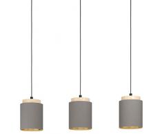 EGLO LÃ¡mpara colgante Albariza, 3 focos, vintage, moderna, de acero, madera y textil en negro, natural, capuchino, oro, mesa de comedor, lÃ¡mpara colgante con casquillo E27