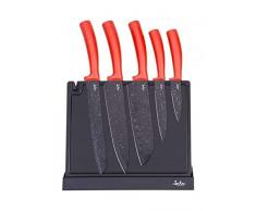 Jata HACC4502 - Cuchillos Cocina, Juego Cuchillos Cocina 5 piezas con Soporte MagnÃ©tico, Incluye afilador, Cuchillos de acero, Mango de polipropileno, FÃ¡cil limpieza, Recubrimiento antiadherente