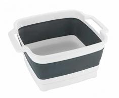 WENKO BarreÃ±o para fregar plegable Sira, fregadero plegable con tapÃ³n de vaciado integrado y asas para transporte, compacto, 8 litros, (An. x A x P) 39 x 18 x 32,5, gris/blanco