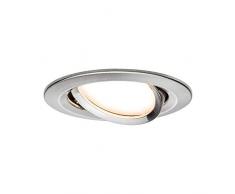 Paulmann 93877 Luminaria empotrable LED, Coin, foco empotrable plano Slim, proyector de techo redondo 6,8Â W, acero, regulable y orientable, IP23 resistente a agua pulverizada