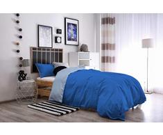 Italian Bed Linen Natural Color y Funda de Almohada, Royal/Azul, Doble pequeÃ±o