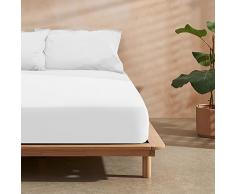BELUM | Sabana Bajera MicrosatÃ©n White Cama de 105, Sabana Bajera Medidas: 105x200+30 cm Fuelle, Sabana Ajustable Tacto extrasuave. Bajeras Resistente al Encogimiento, decoloraciÃ³n y Rotura.
