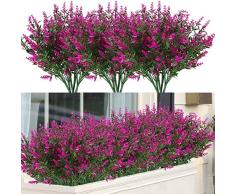 Mnixy 12 Paquetes de Flores Artificiales al Aire Libre, Flores Artificiales Resistentes a los Rayos UV, Plantas para Colgar en casa, Boda, Porche, Ventana, decoraciÃ³n de jardÃ­n (Fucsia)