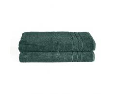 Komfortec Toallas 2 para Sauna, 80 x 200 cm, 100% algodÃ³n, 470 g/mÂ², Toalla de Ducha Grande, Suave, de Secado rÃ¡pido, Verde Oscuro