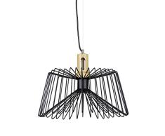 Relaxdays â Lampara colgante GRID, pantalla metalica, casquillo E27, 145 x 40 x 40 cm, 1 bombilla, retro, color negro