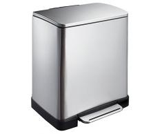EKO Recycle E-Cube Papelera con Pedal Metal 32 x 36,6 x 44,5 cm, Metal, Acero Inoxidable, 32 x 36.6 x 44.5 cm